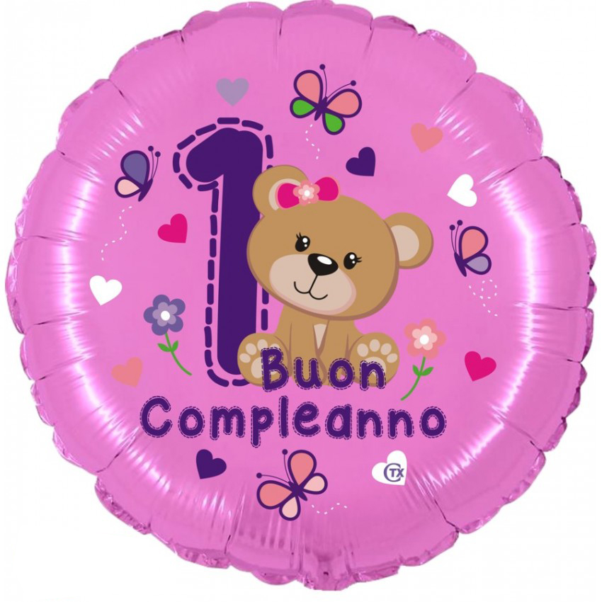 Palloncini Mylar CTX+ - 1° Compleanno Orsetta (18”)